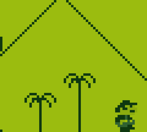 Détail de Super Mario Land, pixels carrés : la pente de la pyramide en escalier