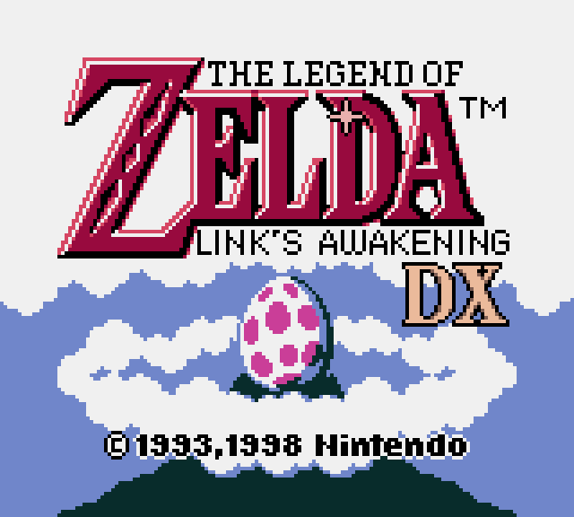 Écran titre de Zelda: Link's Awakening DX en couleurs